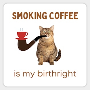 Smoking Coffee Is  My Birthright | Smoking Cat | Cat Cigar | Funny Cat Sticker